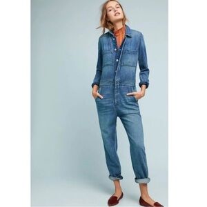AMO Skip Denim Jumpsuit Classic Blue Denim Overalls